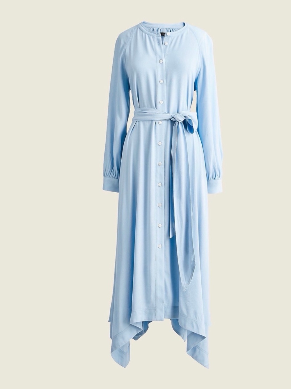 J Crew Light Blue Handkerchief hem shirtdress Button-Front Midi Dress #423